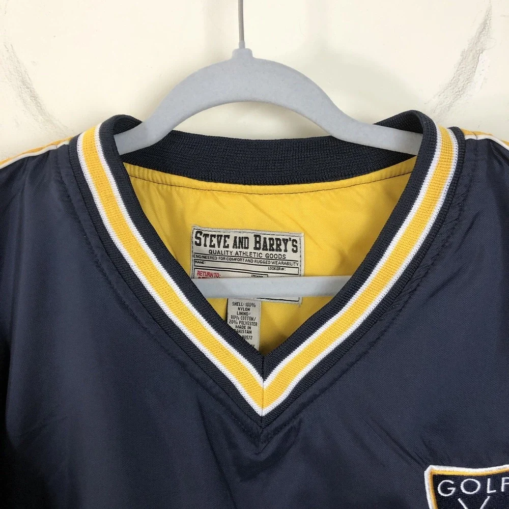 Steve & Barry's Golf Lined Windbreaker Sweatshirt Jacket Mens M Navy Gold S&B
